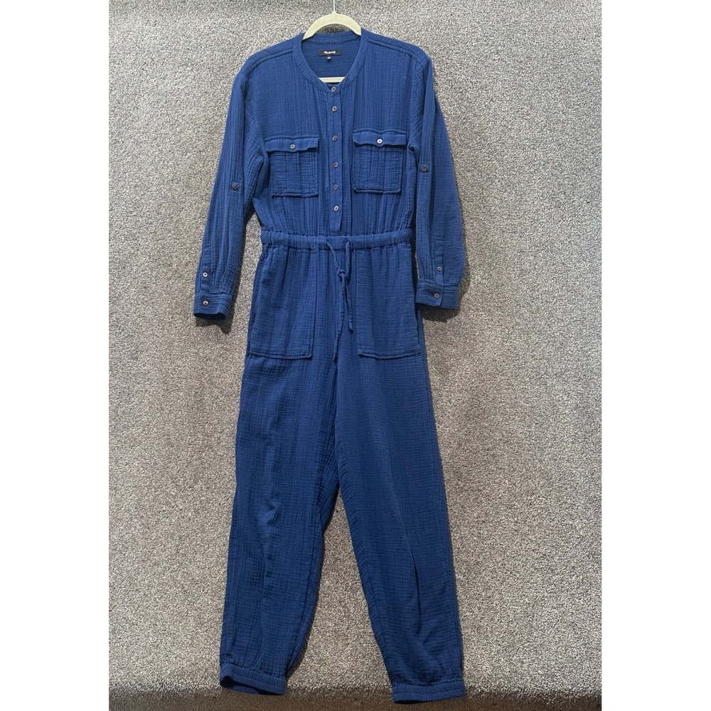 Madewell‎ Lightspun Gauze Tapered Jumpsuit Women 2 Blue Lagenlook Boho Comfort